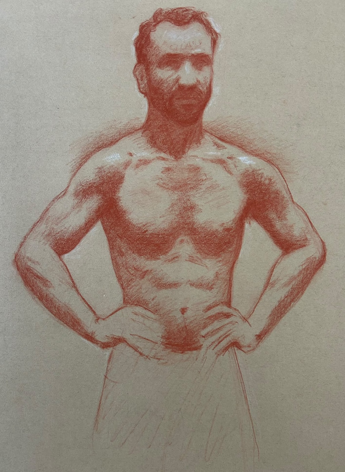 Sanguine study of a man — sold